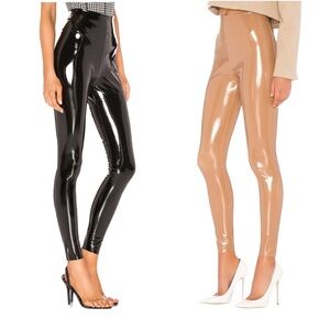 Commando Faux Patent Leather Legging Black and Beige Bundle